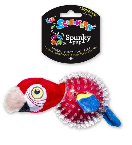 1ea Spunky Pup Parrot In Clear Spiky Ball - Health/First Aid
